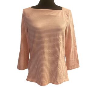 Talbots Effortless Stripe Square Neck Pink and White Top Size Medium‎